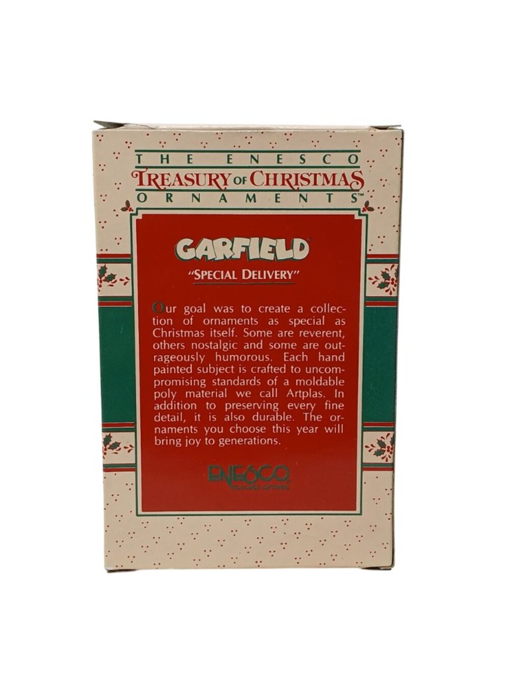 Garfield Special Delivery Christmas Ornament By Enesco Treasury 1981 W/Box #GS-8 - Picture 2 of 12